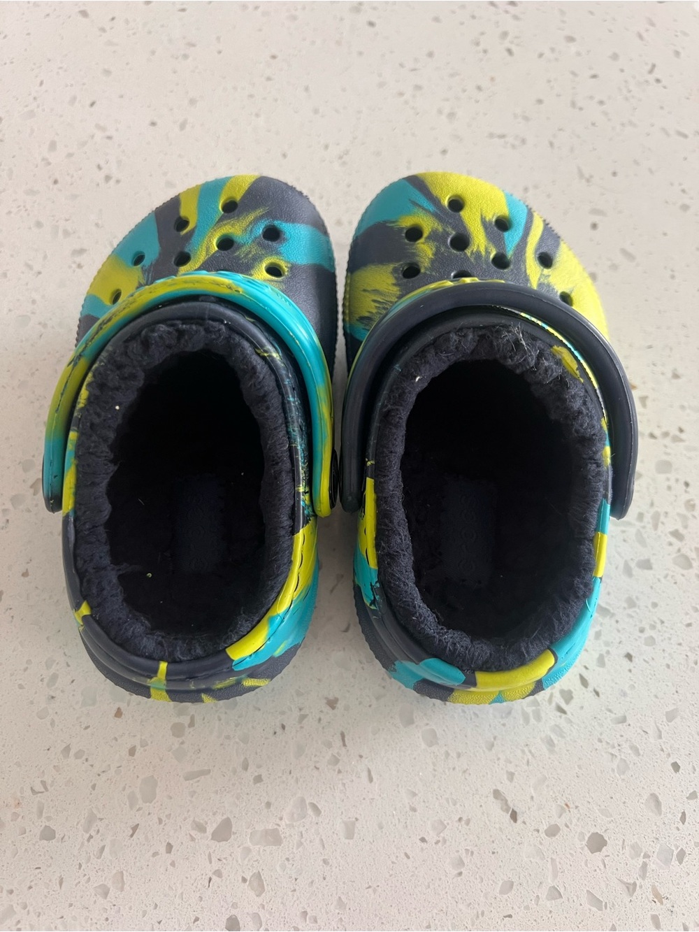 Crocs Kids Tie-Dye Foam Clog - Black, Yellow & Teal - Picture 2 of 6